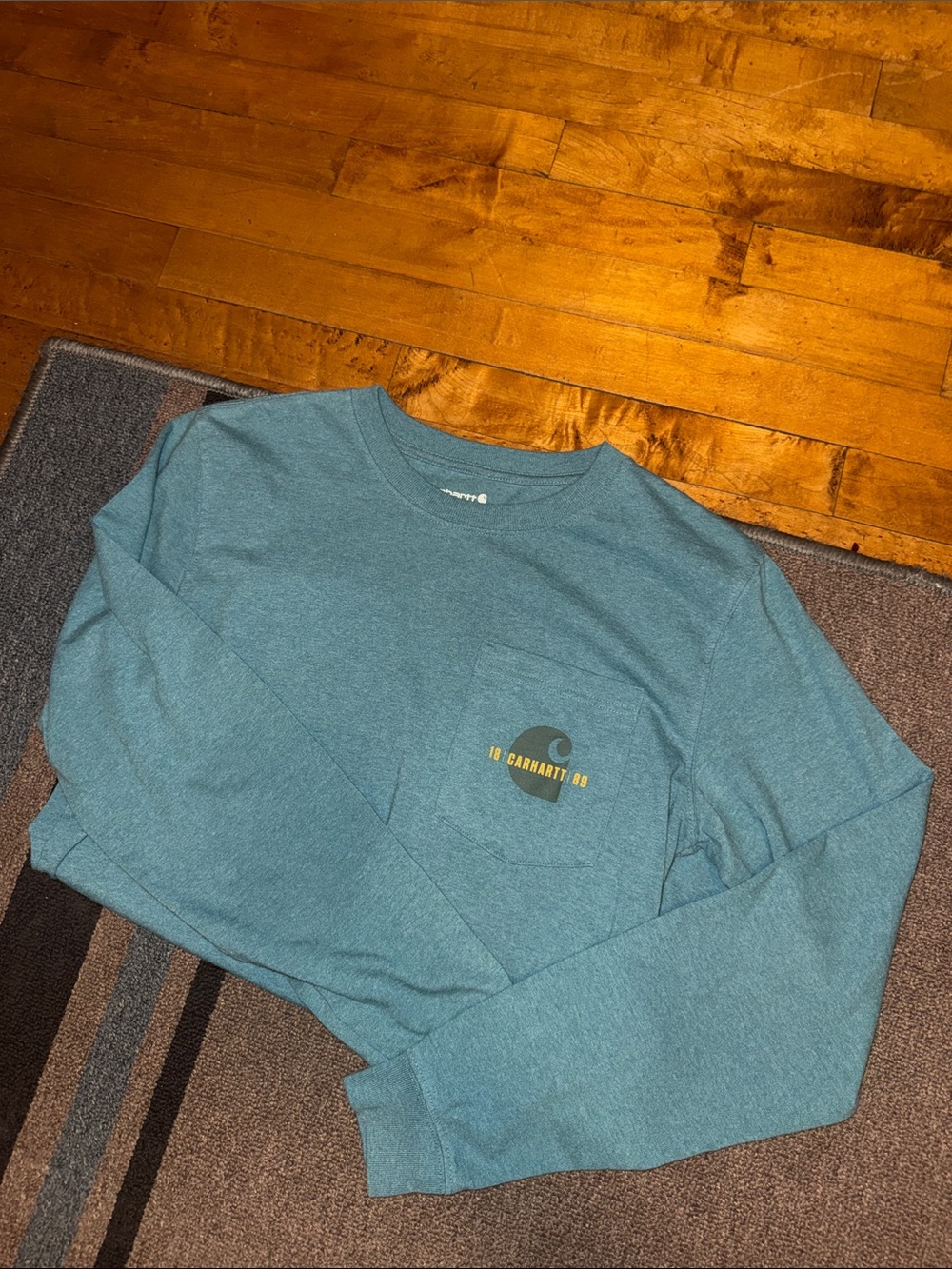 Carhartt Long Sleeve Pocket Tee in Teal Blue